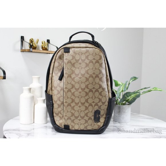 Coach Other - SOLD OUT  Men's Edge Pack Large Backpack Tan Signature Coated Canvas Leather NEW